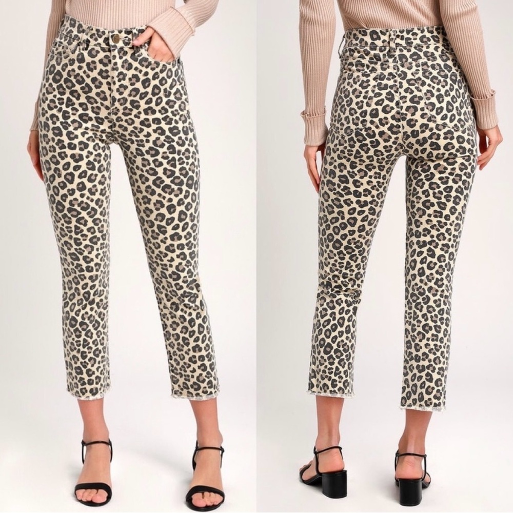 Amuse Society La Vida Leopard Print Crop Jeans 27
